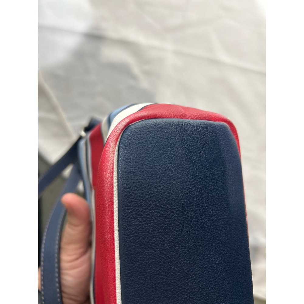 RL Chaps striped Crossbody Bag Red White Blue Nautical Faux Leather. - Picture 8 of 10